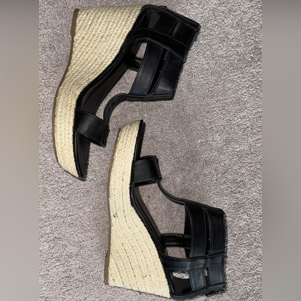 Black Wedge Sandals